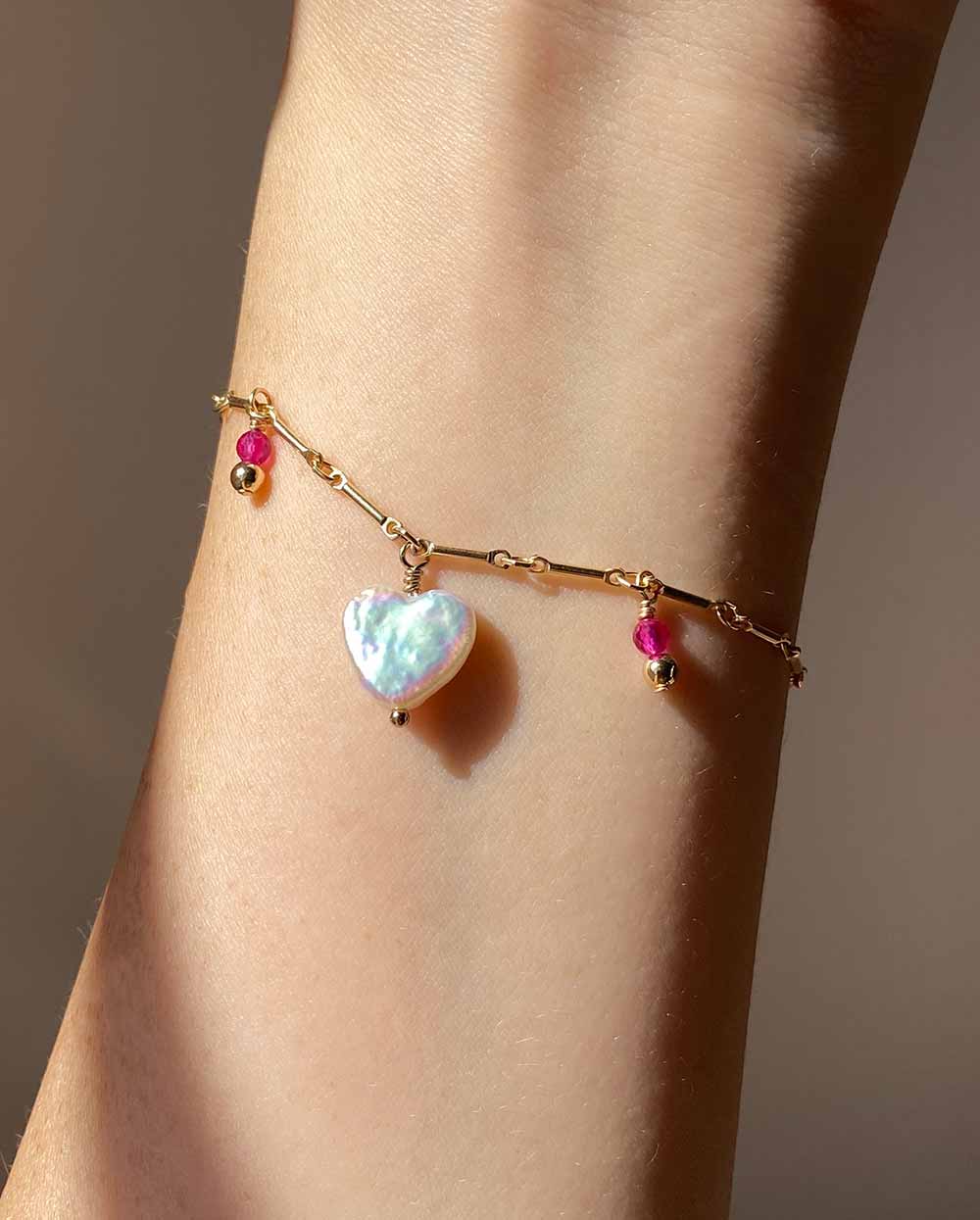 Gemstone Heart Charm Bracelet