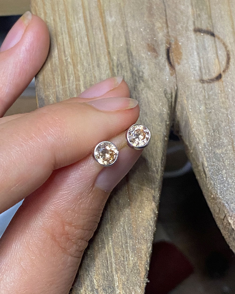 Champagne Citrine Studs