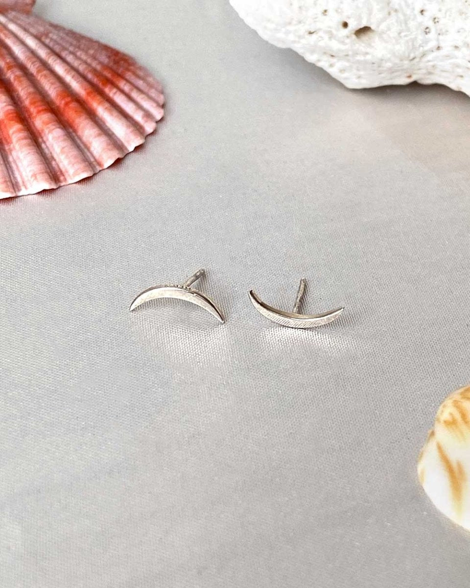 Crescent Moon StudsStud EarringsSterling SilverAngela Wozniak Jewellery