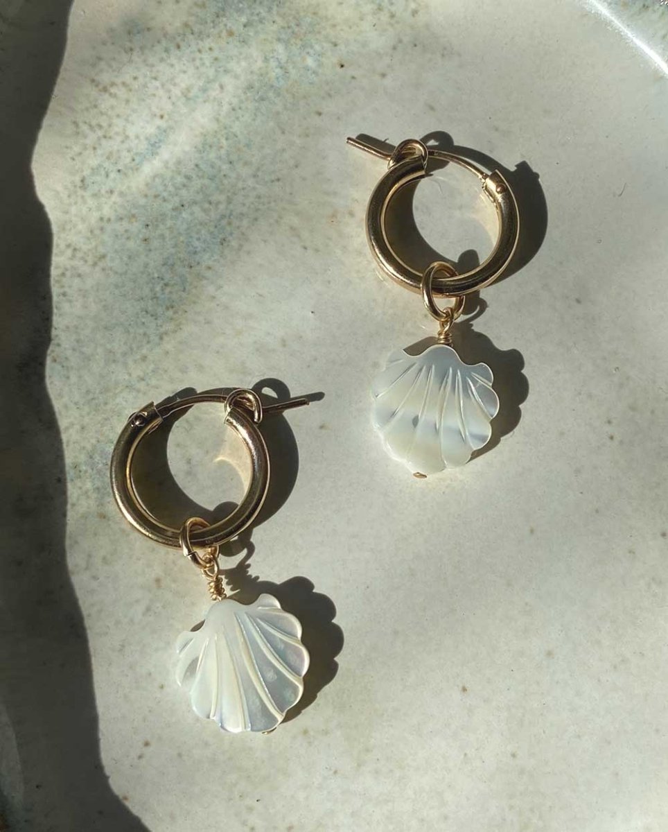 Francesca Mother of Pearl Charm HoopsEarrings14k Gold FilledAngela Wozniak Jewellery