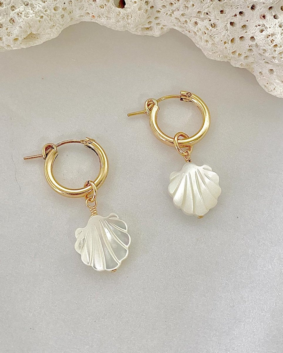 Francesca Mother of Pearl Charm HoopsEarrings14k Gold FilledAngela Wozniak Jewellery