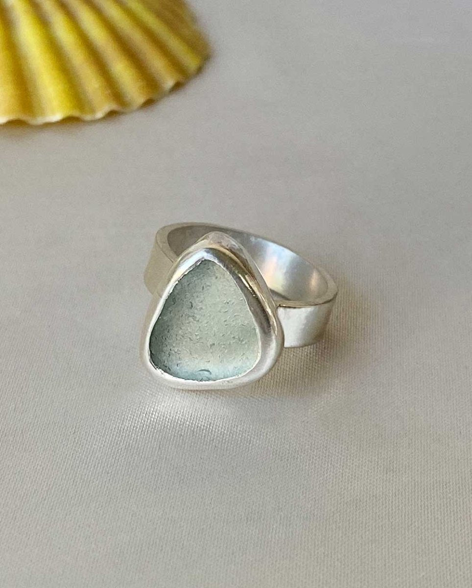 Seafoam Seaglass Ring for MollySeaglass RingSterling SilverAngela Wozniak Jewellery