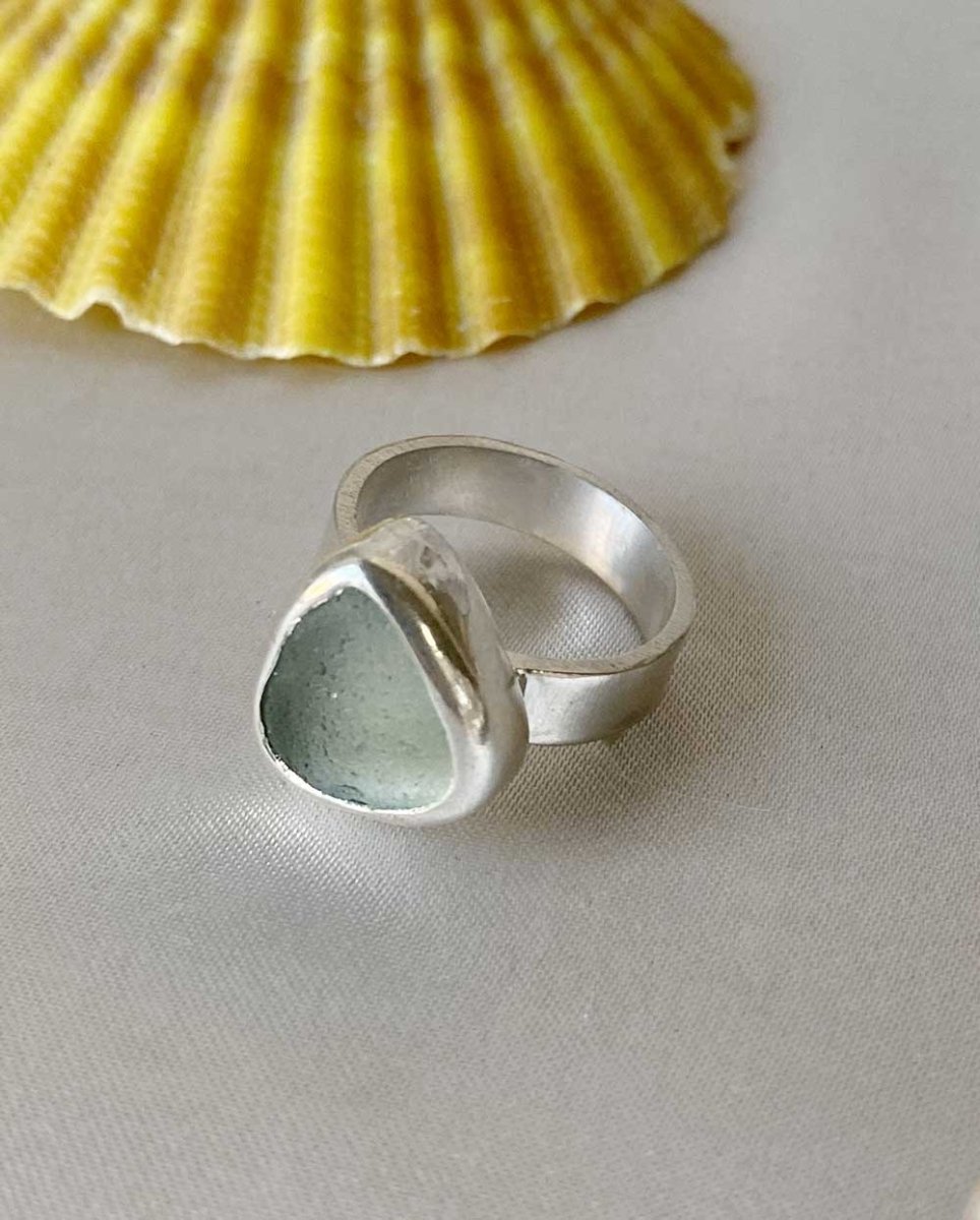 Seafoam Seaglass Ring for MollySeaglass RingSterling SilverAngela Wozniak Jewellery