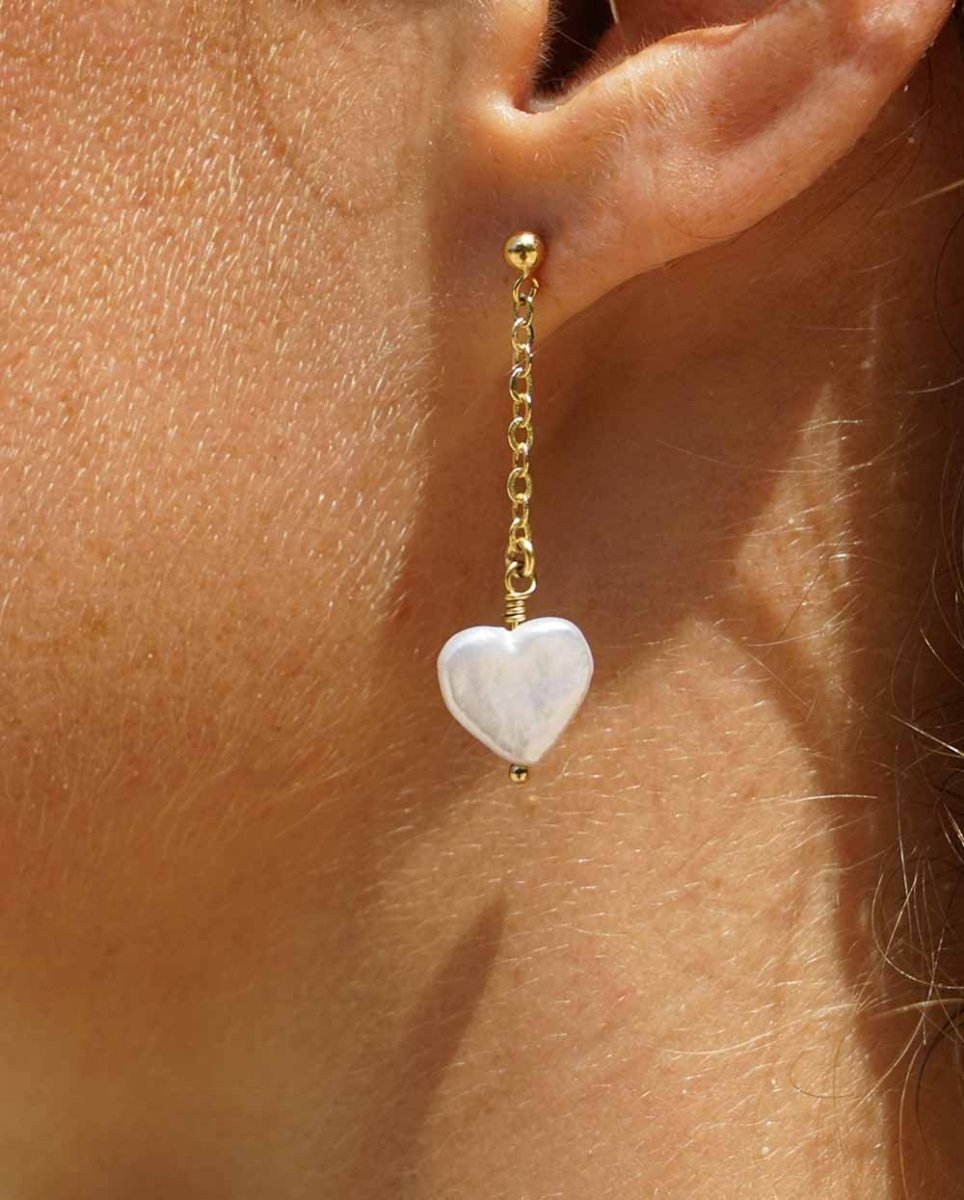 Pearl heart drop deals earrings