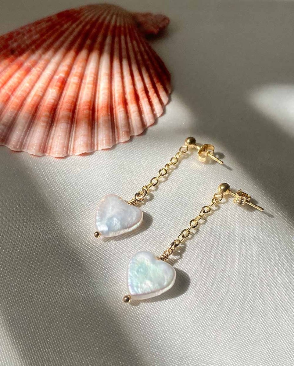 Heart shaped deals pearl earrings